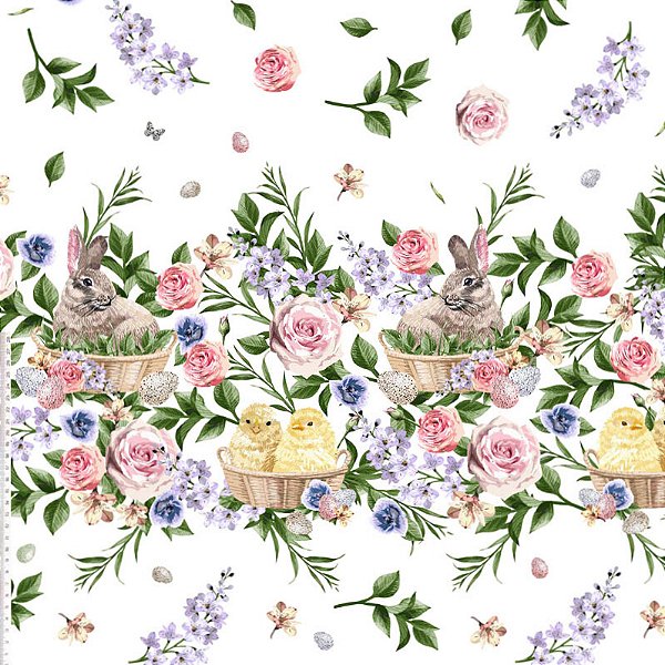 SARJA DIGITAL 100% ALGODÃO ESTAMPADA PASCOA IMPERMEÁVEL 0,50cm X 1,70m | PM028S01