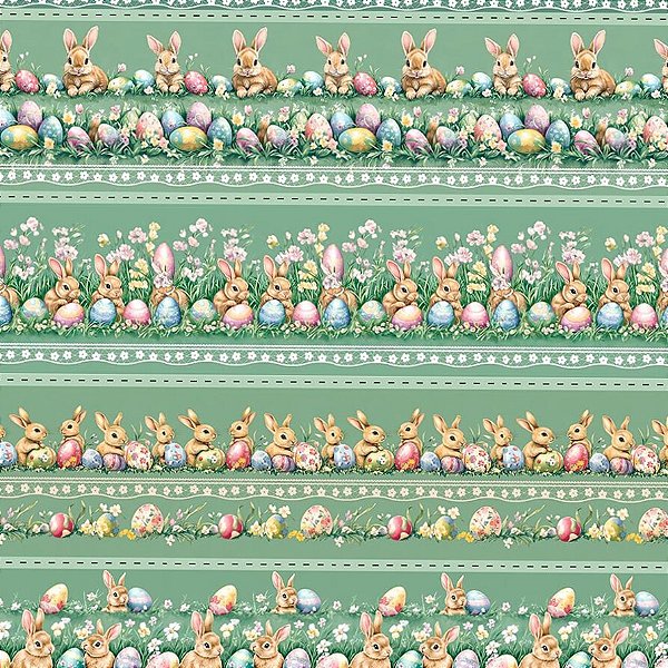 TRICOLINE DIGITAL 100% ALGODÃO ESTAMPADA BARRADOS DE PASCOA 0,55cm x 1,50m | P0027C01