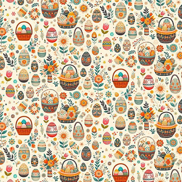 TRICOLINE DIGITAL 100% ALGODÃO ESTAMPADA PASCOA 0,50cm X 1,50m | P0007C01