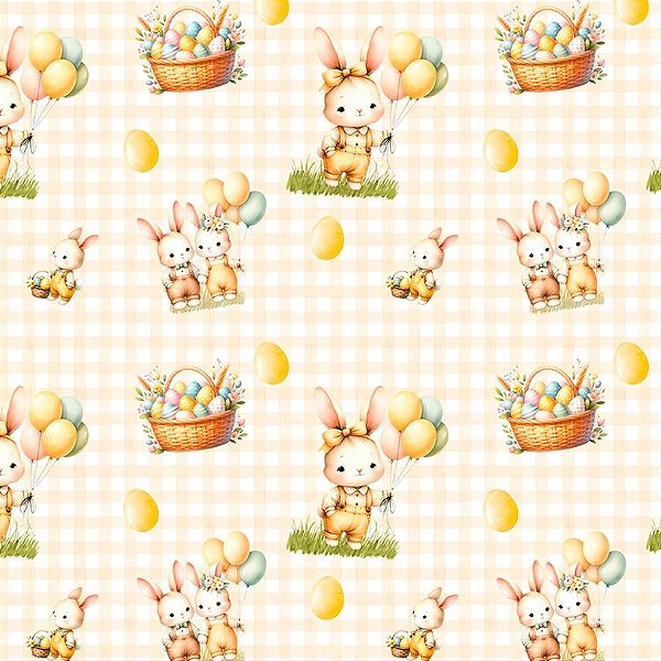TRICOLINE DIGITAL 100% ALGODÃO ESTAMPADA ANIMAIS PASCOA 0,50cm X 1,50m | P0023C01