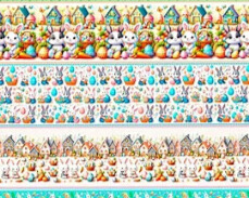 TRICOLINE DIGITAL 100% ALGODÃO ESTAMPADA BARRADO PASCOA 0,55cm x 1,50m | P0001C01