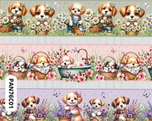 TRICOLINE DIGITAL 100% ALGODÃO ESTAMPADA BARRADO 3D ANIMAIS 0,55cm x 1,50m | PAN76C01