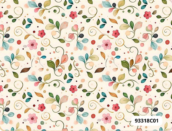 TECIDO TRICOLINE DIGITAL 100% ALGODÃO ESTAMPADO TINY FLOWERS 0,50cm X 1,50m | 93318C01