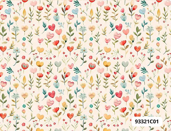 TECIDO TRICOLINE DIGITAL 100% ALGODÃO  ESTAMPADO TINY FLOWERS 0,50cm X 1,50m | 93321C01E