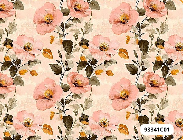 TRICOLINE DIGITAL 100% ALGODÃO ESTAMPADA ROSAS MEDIA 0,50cm X 1,50m | 93341C01