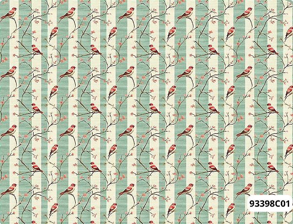 TRICOLINE DIGITAL 100% ALGODÃO ESTAMPADA 3D PASSARO LISTRADO 0,50cm X 1,50m | 93398C01