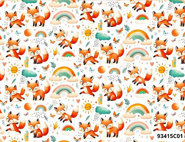 TRICOLINE DIGITAL 100% ALGODÃO ESTAMPADA RAPOSA PEQUENA 0,50cm X 1,50m | 93415C01