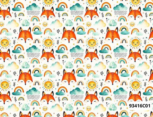 TRICOLINE DIGITAL 100% ALGODÃO ESTAMPADA CARA DE RAPOSA 0,50cm X 1,50m | 93416C01