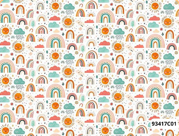 TRICOLINE DIGITAL 100% ALGODÃO ESTAMPADA ARCO IRIS 0,50cm X 1,50m | 93417C01