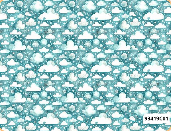 TRICOLINE DIGITAL 100% ALGODÃO ESTAMPADA NUVENS 0,50cm X 1,50m | 93419C01