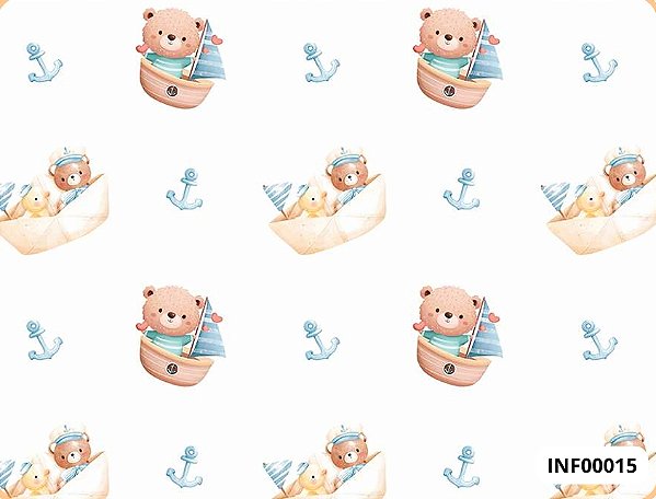 TECIDO TRICOLINE DIGITAL 100% ALGODÃO ESTAMPADO INFANTIL NÁUTICO 0,50cm X 1,50m | INF00015