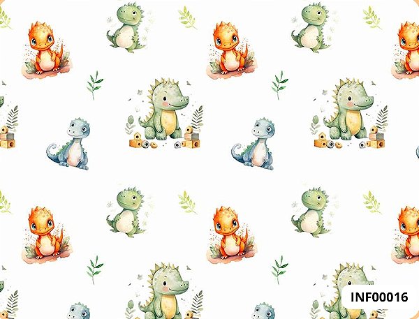 TECIDO TRICOLINE DIGITAL 100% ALGODÃO ESTAMPADO INFANTIL DINOSSAURO 0,50cm X 1,50m | INF00016