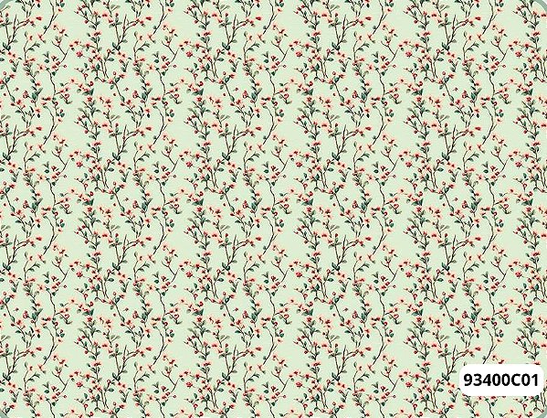 TRICOLINE DIGITAL 100% ALGODÃO ESTAMPADA 3D RAMINHOS COM FLORES 0,50cm X 1,50m | 93400C01
