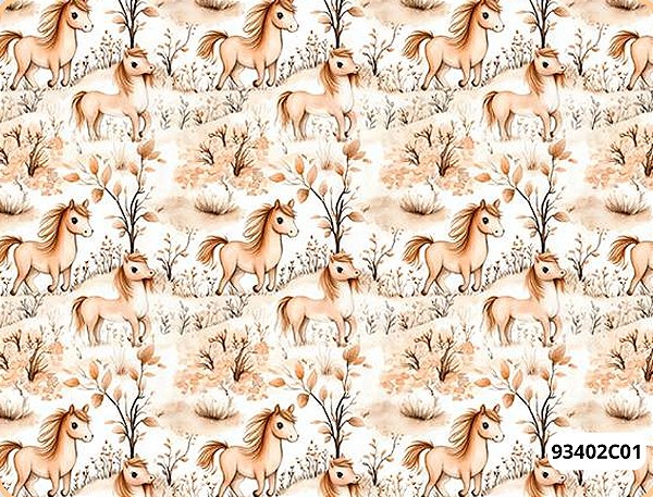 TRICOLINE DIGITAL 100% ALGODÃO ESTAMPADA  CAVALINHOS 0,50cm X 1,50m | 93402C01