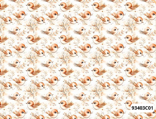 TRICOLINE DIGITAL 100% ALGODÃO ESTAMPADA  PASSAROS 0,50cm X 1,50m | 93403C01
