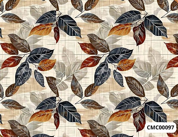 TRICOLINE DIGITAL 100% ALGODÃO ESTAMPADA FOLHAS LINHAS 0,50cm X 1,50m | CMC00097