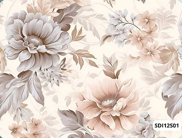 SARJA DIGITAL 100% ALGODÃO ESTAMPADA IMPERMEÁVEL FLORAL 0,50cm X 1,70m | SDI12S01