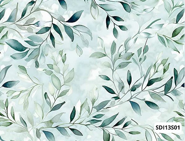 SARJA DIGITAL 100% ALGODÃO ESTAMPADA IMPERMEÁVEL RAMOS E FOLHAS 0,50cm X 1,70m | SDI13S01