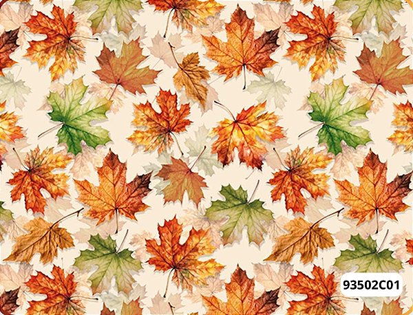 TRICOLINE DIGITAL 100% ALGODÃO ESTAMPADA FOLHAS 0,50cm x 1,50m | 93502C01