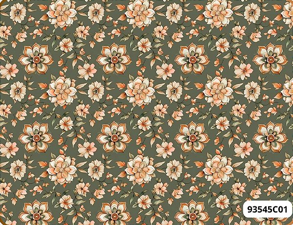 TECIDO TRICOLINE DIGITAL 100% ALGODÃO  ESTAMPADO FLORAL MANDALA 0,50cm X 1,50m | 93545C01