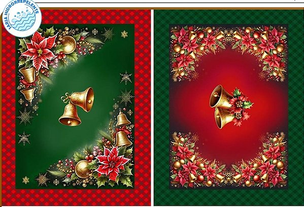 SARJA DIGITAL 100% ALGODÃO  ESTAMPADA | JOGO AMERICANO [ 4 PEÇAS ] NATAL 55cm x 1,70m | CH000154