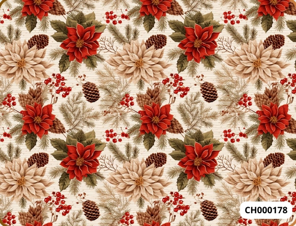 TRICOLINE DIGITAL 100% ALGODÃO ESTAMPADA NATAL BICO DE PAPAGAIO GRANDE  0,50cm x 1,50m | CH000178
