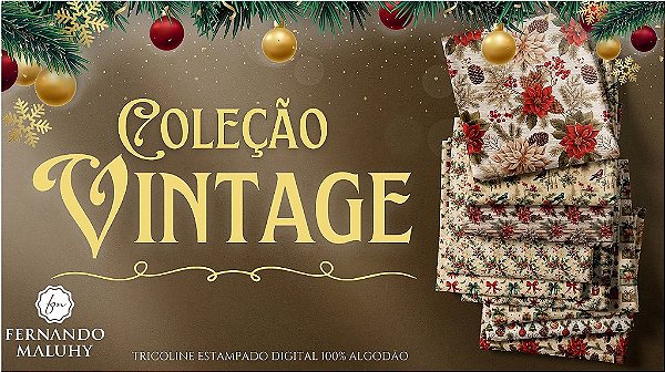 TRICOLINE DIGITAL 100% ALGODÃO ESTAMPADA NATAL BICO AZEVINHA 0,50cm x 1,50m | CH000182