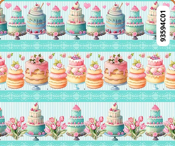 TRICOLINE DIGITAL 100% ALGODÃO BARRADO ESTAMPADA BOLOS 0,55cm x 1,50m | 93594C01