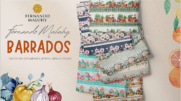 TRICOLINE DIGITAL 100% ALGODÃO BARRADO ESTAMPADA PASSAROS 0,55cm x 1,50m | 93614C01