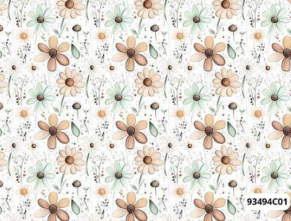 TRICOLINE DIGITAL 100% ALGODÃO ESTAMPADA FLORAL 0,50cm X 1,50m | 93494C01
