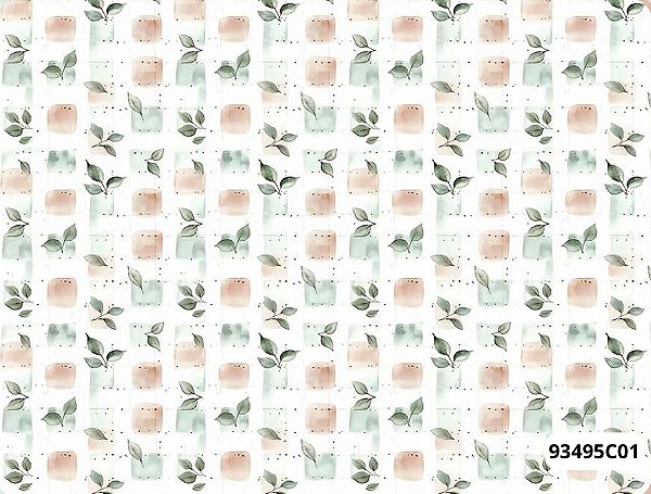 TRICOLINE DIGITAL 100% ALGODÃO ESTAMPADA FOLHAS 0,50cm X 1,50m | 93495C01