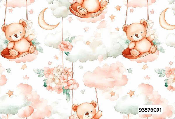 TRICOLINE DIGITAL 100% ALGODÃO ESTAMPADA  ANIMAIS URSO 0,50cm X 1,50m | 93576C01