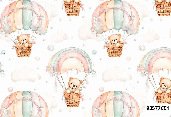TRICOLINE DIGITAL 100% ALGODÃO ESTAMPADA  ANIMAIS URSO 0,50cm X 1,50m | 93577C01