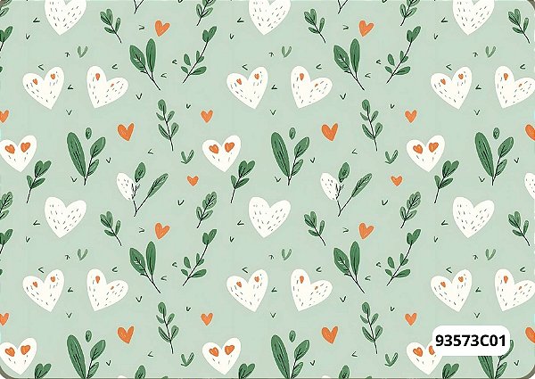 TRICOLINE DIGITAL 100% ALGODÃO ESTAMPADA CORAÇÕES 0,50cm x 1,50m | 93573C01