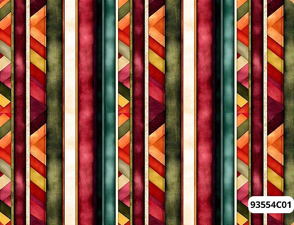 TECIDO TRICOLINE DIGITAL 100% ALGODÃO ESTAMPADO LISTRADO 0,50cm X 1,50m | 93554C01