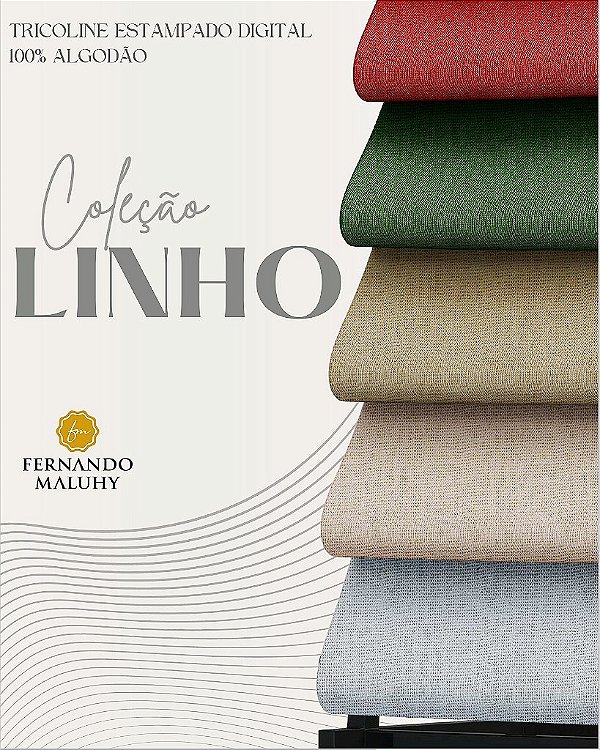 TRICOLINE DIGITAL 100% ALGODÃO ESTAMPADA TEXTURA LINHO 0,50cm X 1,50m | 93648C05