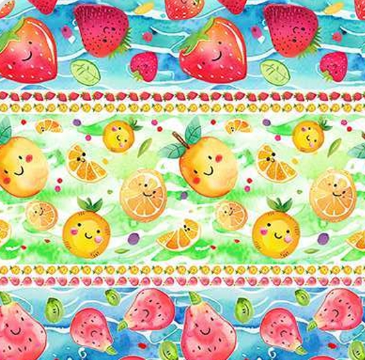 TRICOLINE DIGITAL 100% ALGODÃO BARRADOS CUTE  FRUIT 0,55cm x 1,50m | 93649C01