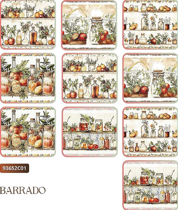 TRICOLINE DIGITAL 100% ALGODÃO BARRADO ESTAMPADA COZINHA GOURMET 0,55cm x 1,50m | 93652C01