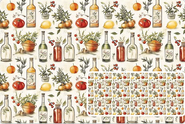TECIDO TRICOLINE DIGITAL 100% ALGODÃO ESTAMPADA  COZINHA GOURMET 0,50cm x 1,50m | 93655C01