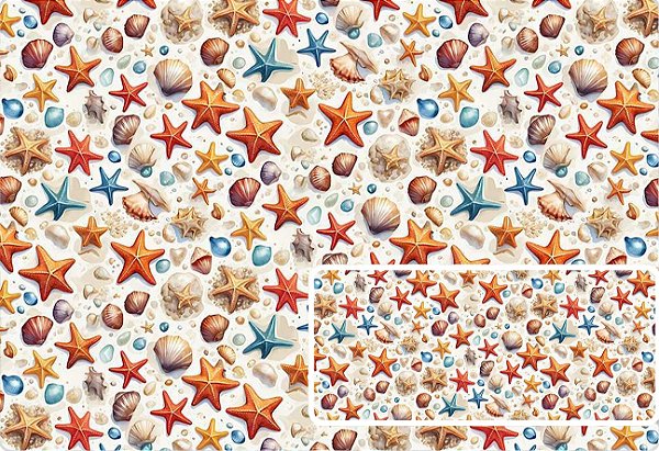 TRICOLINE DIGITAL 100% ALGODÃO ESTAMPADA  ANIMAIS FUNDO DO MAR 0,50cm X 1,50m | 93639C01
