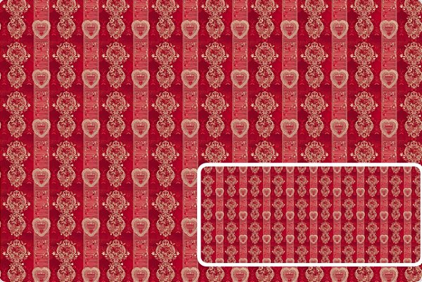 TRICOLINE DIGITAL 100% ALGODÃO ESTAMPADA  CORAÇÃO LISTRADO 0,50cm X 1,50m | 93646C01