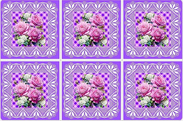 TRICOLINE DIGITAL 100% ALGODÃO ESTAMPADA ALMOFADAS DE ROSAS 3PEÇAS 0,49cm x 1,50m | JS067C01