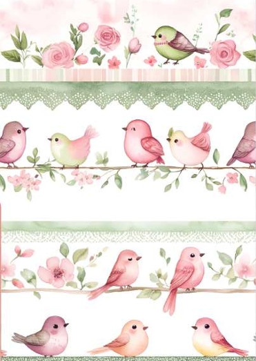 TRICOLINE DIGITAL 100% ALGODÃO BARRADO ESTAMPADA PASSAROS 0,55cm x 1,50m | 93725C01