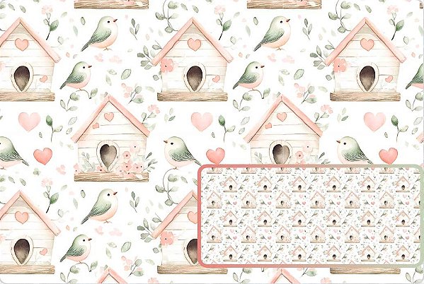 TRICOLINE DIGITAL 100% ALGODÃO ESTAMPADA PASSAROS 0,50cm X 1,50m | 93726C01