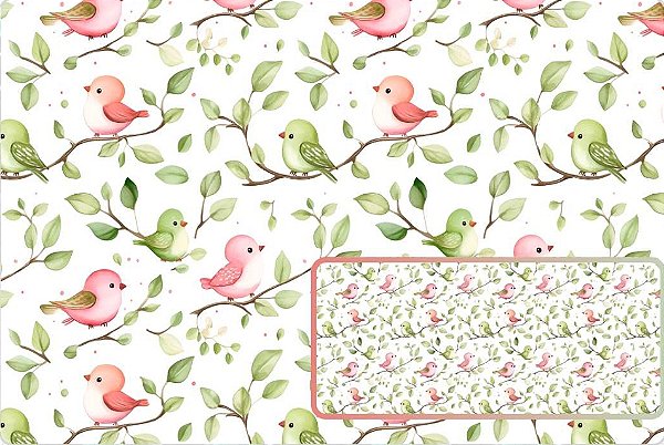 TRICOLINE DIGITAL 100% ALGODÃO ESTAMPADA PASSAROS 0,50cm X 1,50m | 93727C01