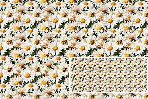 TRICOLINE DIGITAL 100% ALGODÃO ESTAMPADA 3D FLORAL DAISIES 0,50cm x 1,50m | 93675C01