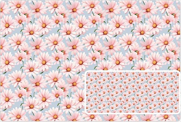 TRICOLINE DIGITAL 100% ALGODÃO ESTAMPADA 3D FLORAL DAISIES 0,50cm x 1,50m | 93677C01