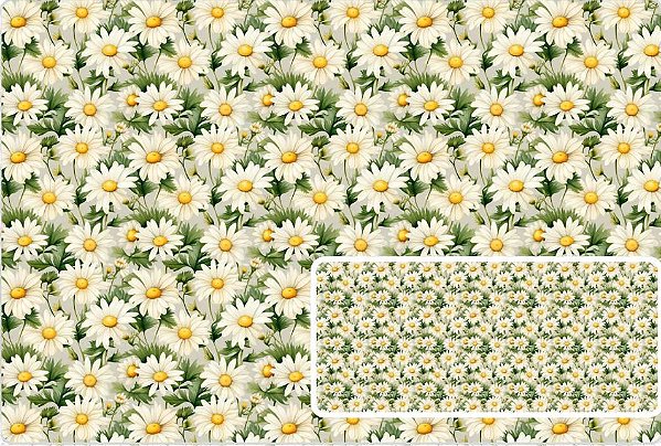TRICOLINE DIGITAL 100% ALGODÃO ESTAMPADA 3D FLORAL DAISIES 0,50cm x 1,50m | 93679C01
