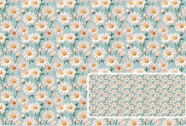TRICOLINE DIGITAL 100% ALGODÃO ESTAMPADA 3D FLORAL DAISIES 0,50cm x 1,50m | 93680C01