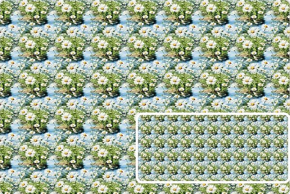 TRICOLINE DIGITAL 100% ALGODÃO ESTAMPADA 3D FLORAL DAISIES 0,50cm x 1,50m | 93683C01
